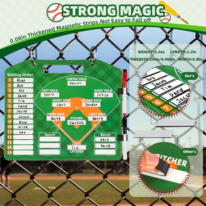 LYINGFISH Magnetic Baseball Lineup Board，Baseball Lineup Cards Baseball Lineup Board For Dugout Baseball Accessories 40 Sheets Lineup Cards Baseball Clipboard for Coaches Baseball Coaching Accessories - Image 3